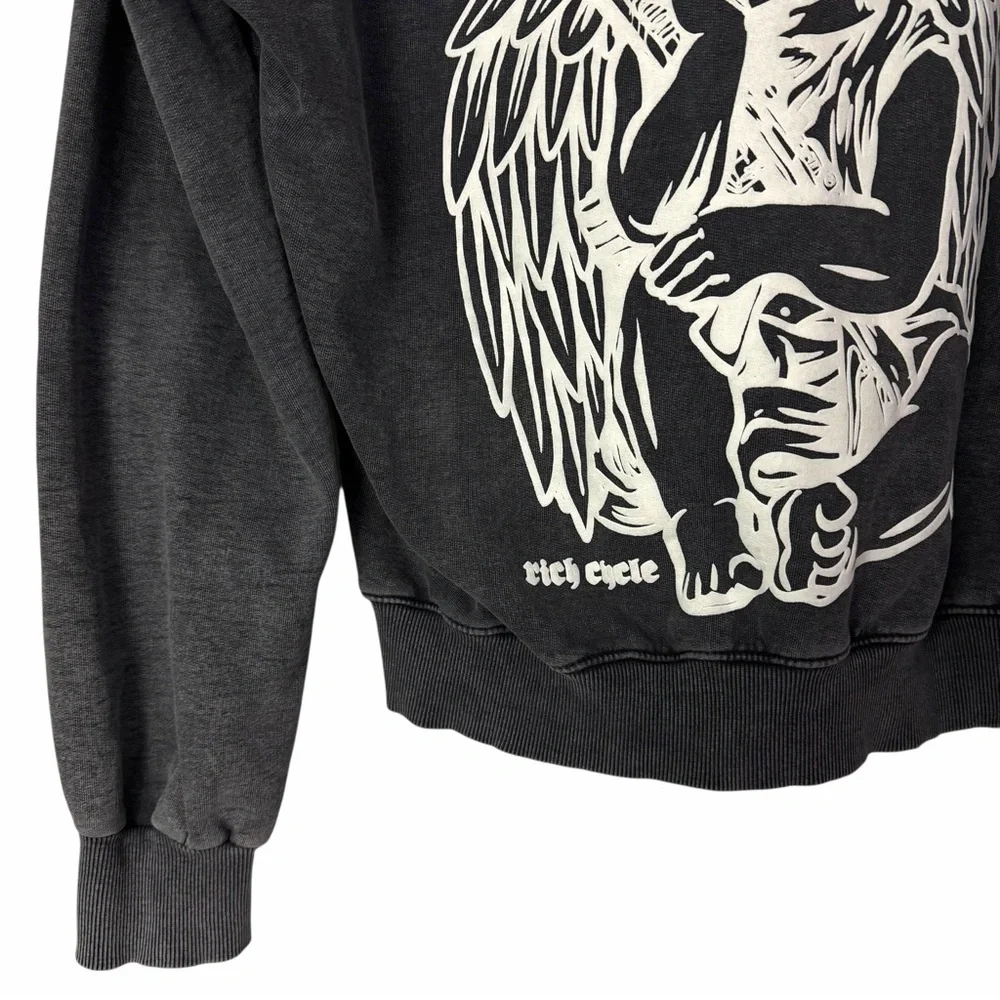 NWOT Rich Cycle Vintage Black Grey Hoodie Mens Medium